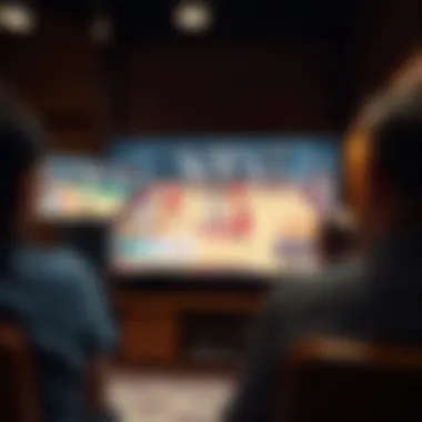 Traditional TV Broadcasting of Basketball Matches A television broadcasting setup showcasing a basketball game