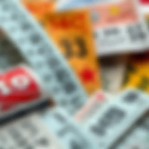 Artistic Arrangement of Lottery Tickets Representation of lottery tickets arranged artistically
