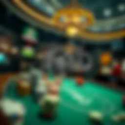 An intricate depiction of gambling history and evolution through time