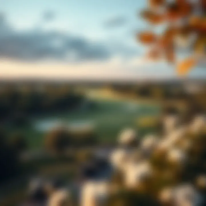 A scenic view of a golf course during a tournament