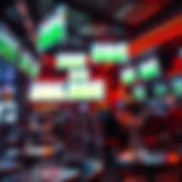 A vibrant sports bar showcasing multiple screens with live sports events